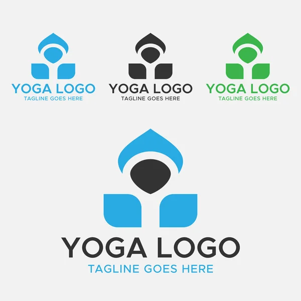 Yoga Logo Meditation Logo Green Blue Black Color Abstract Logo — Stockvector
