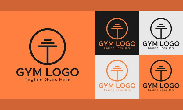 Gym Fitness Logo Orange Color Circle Shape Abstract Logo Template — Stockvector