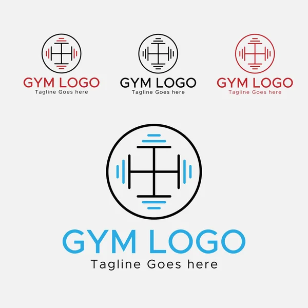Gym Fitness Logo Blue Black Color Circle Shape Abstract Logo — Stockvector