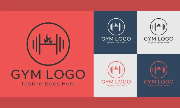 Fire Gym Fitness Logo Red Black Color Circle Shape Abstract — Stockvector