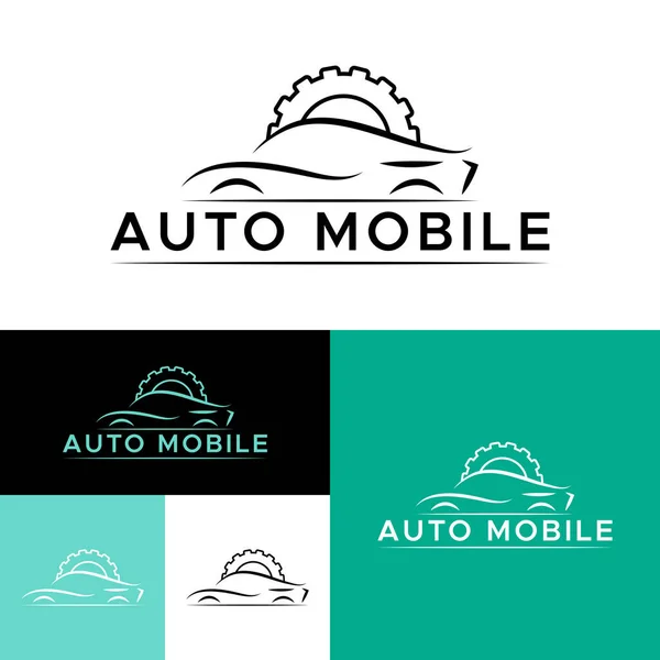 Otomobil Garajı Konsepti Logosu Tasarımı. Araba Logosu Vektör İllüstrasyonu. Yaratıcı Minimalist Modern premium şirket stili. Siyah-beyaz..