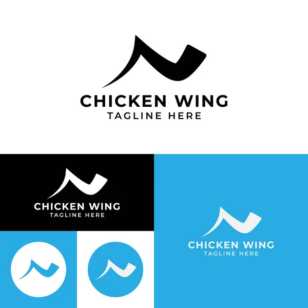 Chicken Wings Logo Vector Illustration Black White Food Logo — Stok Vektör