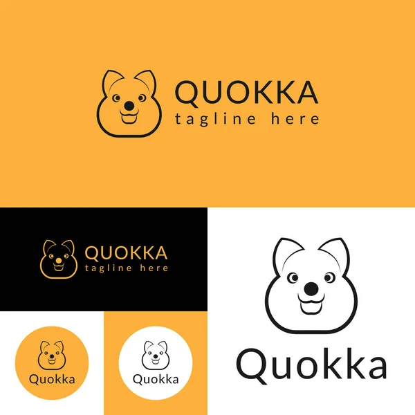 Quokka Resim Logosu. Hayvan Logosu Şablonu. Vektör İllüstrasyonu. Siyah ve Beyaz Renk.