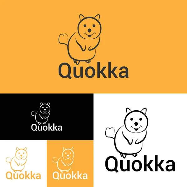 Quokka Hayvan Logosu. Quokka Resim Logosu Şablonu. Vector İllüstrasyonu. Siyah, sarı ve beyaz renk..