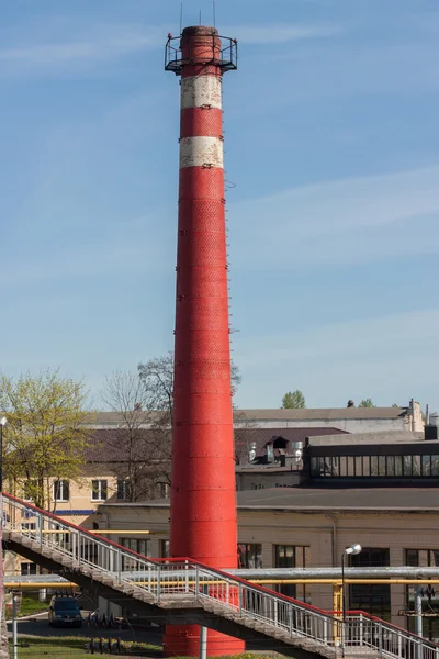 Red brick industrial chimney — Stock Photo, Image