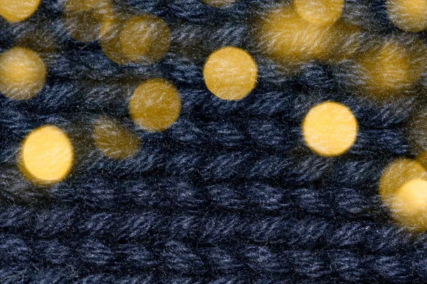 Zbliżenie makro z niebieskiej wełny ciepły przytulny sweter — Zdjęcie stockowe