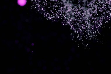 ametist orkide rengi siyah zemin üzerinde 3d parçacıkları