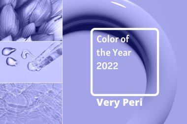 2022 yılının renk kolajı soyut arka plan, yapraklar ve pipetle ilham kaynağı