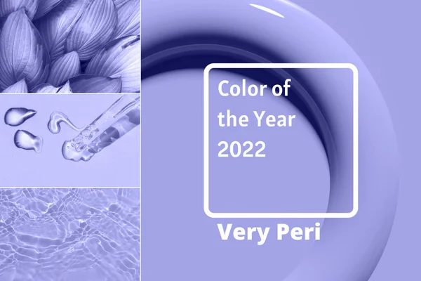 2022 yılının renk kolajı soyut arka plan, yapraklar ve pipetle ilham kaynağı