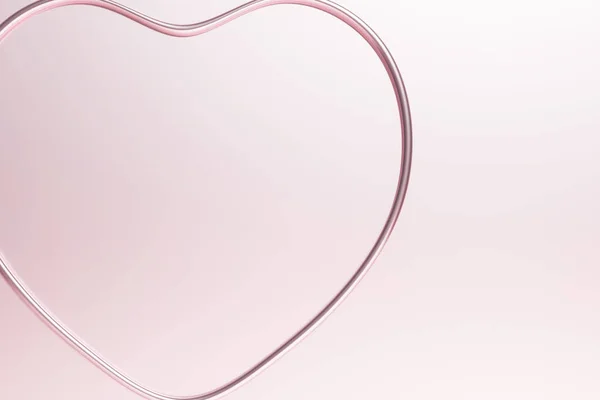 3d renderizado de corazón de color rosa pastel sobre un marco minimalista monocromo fondo rosa — Foto de Stock