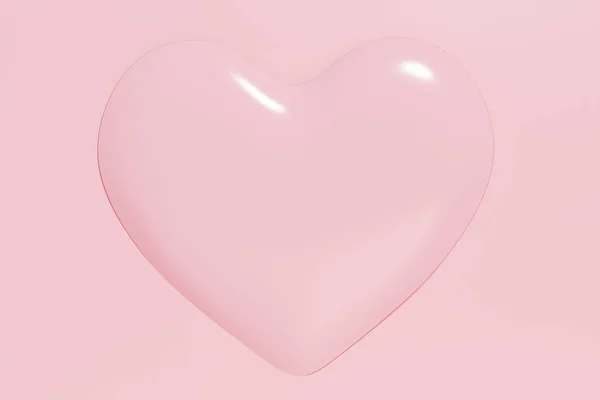 Pembe arkaplan üzerinde 3D pastel pembe kalp renginde monokrom minimalist çerçeve