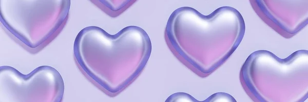 3d render of pastel violet heart pattern on color of the year 2022 background — Foto Stock