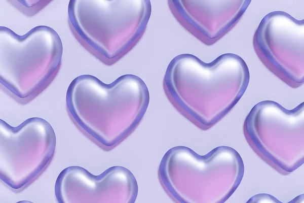 3d rendu de motif de coeur violet pastel sur la couleur de l'année 2022 fond — Photo