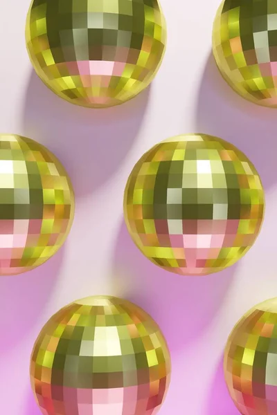 3D καθιστούν εορταστική λαμπερό μοτίβο μπάλα χρυσού dico — Φωτογραφία Αρχείου