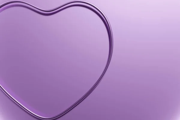 3d renderizado de corazón violeta sobre un marco minimalista monocromo de fondo púrpura — Foto de Stock