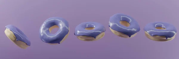 3d render of donut banner glazed with violet color of the year — Stock Photo, Image