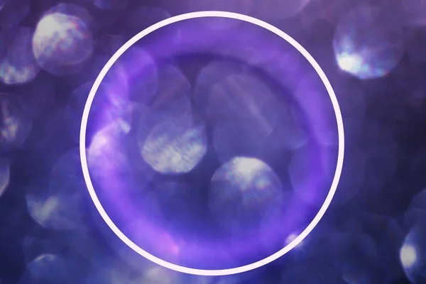 Render Led Lit Circle Frame Festive Purple Blurred Bokeh Background — 스톡 사진