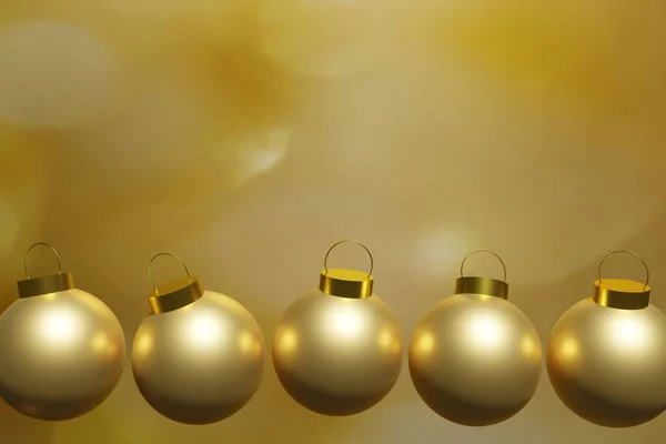 Render Beautiful Flying Golden Christmas Baubles Gold Bokeh Background Your —  Fotos de Stock