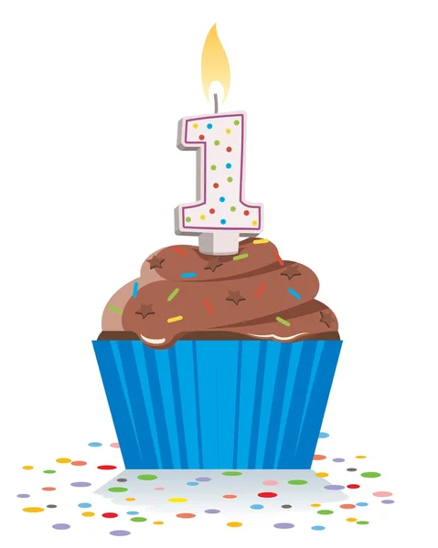 Primo cupcake di compleanno — Vettoriale Stock