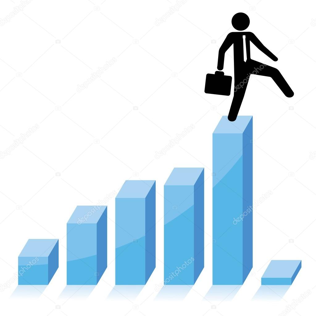 Businessman falling down from graphic chart