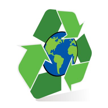 planet earth ile geri dönüşüm sembolü
