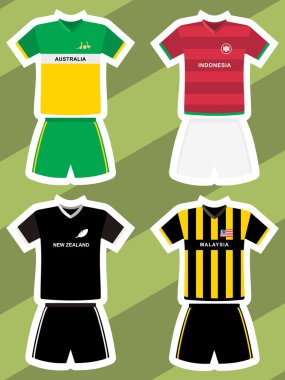 soyut futbol formaları, Avustralya, Yeni Zelanda, Endonezya ve Malezya kümesi