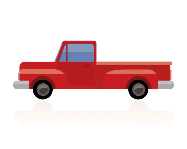 古いピックアップ トラック、ビンテージの赤いピックアップ — ストックベクタ