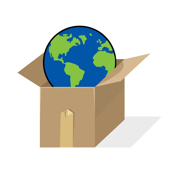 Earth in cardboard box — Stock Vector