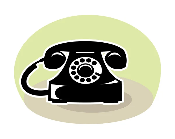 Old telephone, black and white color — Stock Vector