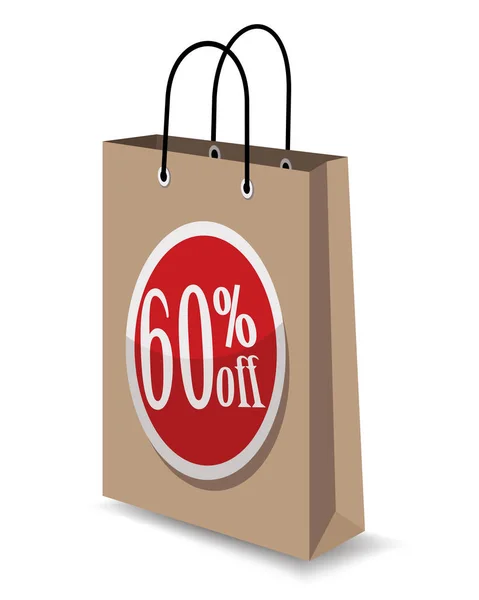 Shopping Bag Percent Sale Vector Illustration — Vetor de Stock