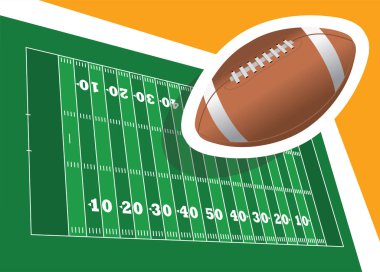 american football field in perspective, with ball above