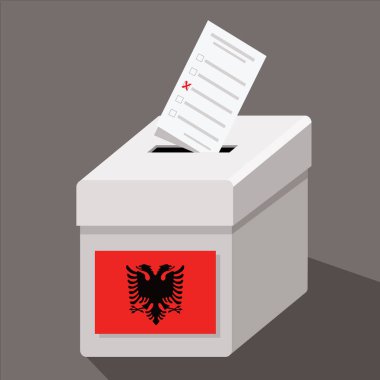 ballot box with flag of Albania
