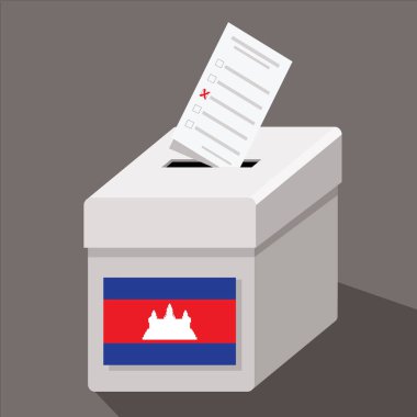 ballot box with flag of Cambodia