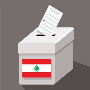 ballot box with flag of Lebanon