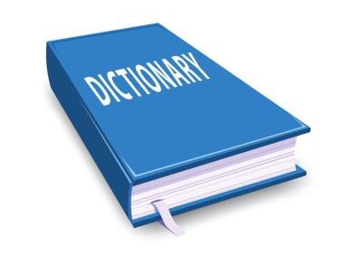 blue dictionary isolated on white background