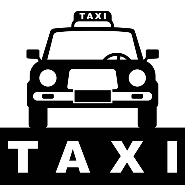 Таксі Чорно Біле Знаком Таксі Спереду — стоковий вектор