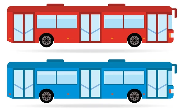 赤と青の大きな都市バスは — ストックベクタ