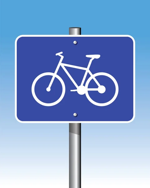 Fahrrad Verkehrszeichen Auf Blau — Stockvektor