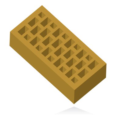 bir tuğla izometrik beyaz arkaplan 