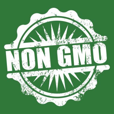 non gmo white grunge stamp on green background