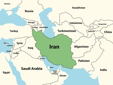 Iran map with neighboring countries
