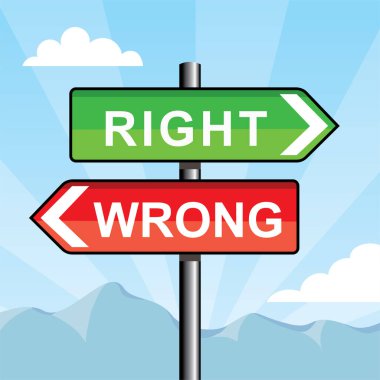 doğru ve yanlış trafik işaretleri zıt yönlerde