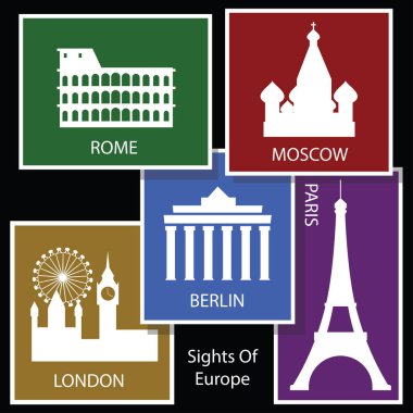 Avrupa manzarası, kartpostal, Roma, Berlin, Londra ve Paris