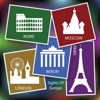 Avrupa manzarası, kartpostal, Roma, Berlin, Londra ve Paris
