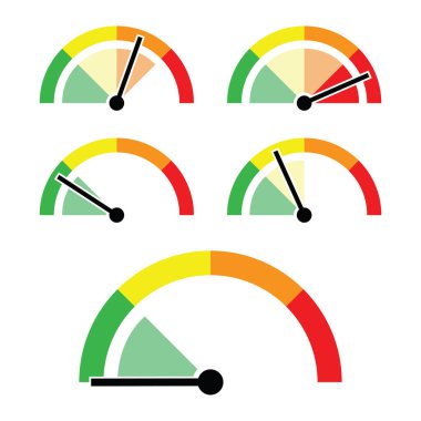 farklı değerleri gösteren hız göstergeleri kümesi