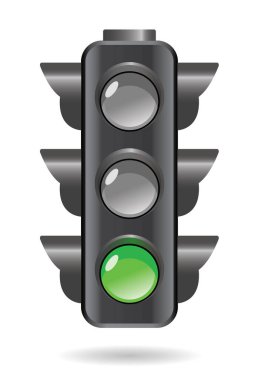 Beyaz arkaplanda trafik ışığı izole edildi