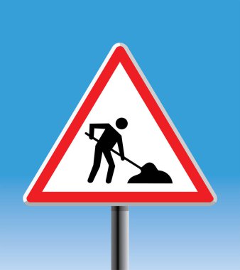 under construction triangular road sign