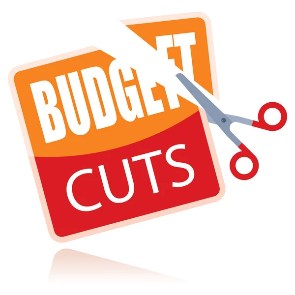 Költségvetési Megszorítások Ollóval Történő Papírvágás — Stock Vector