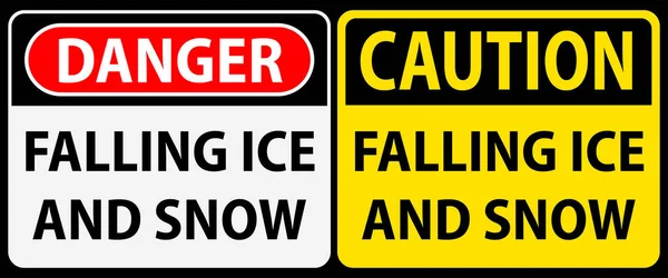 Falling Ice Snow Danger Caution — Stock Vector