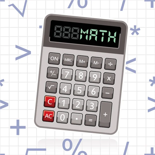 Calculadora Com Palavra Matemática Símbolos Matemáticos Segundo Plano — Vetor de Stock